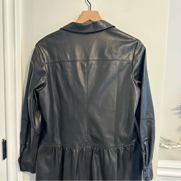 NWT Rebecca Taylor Black Faux Leather Long Sleeve Romper 6 - Picture 8 of 13